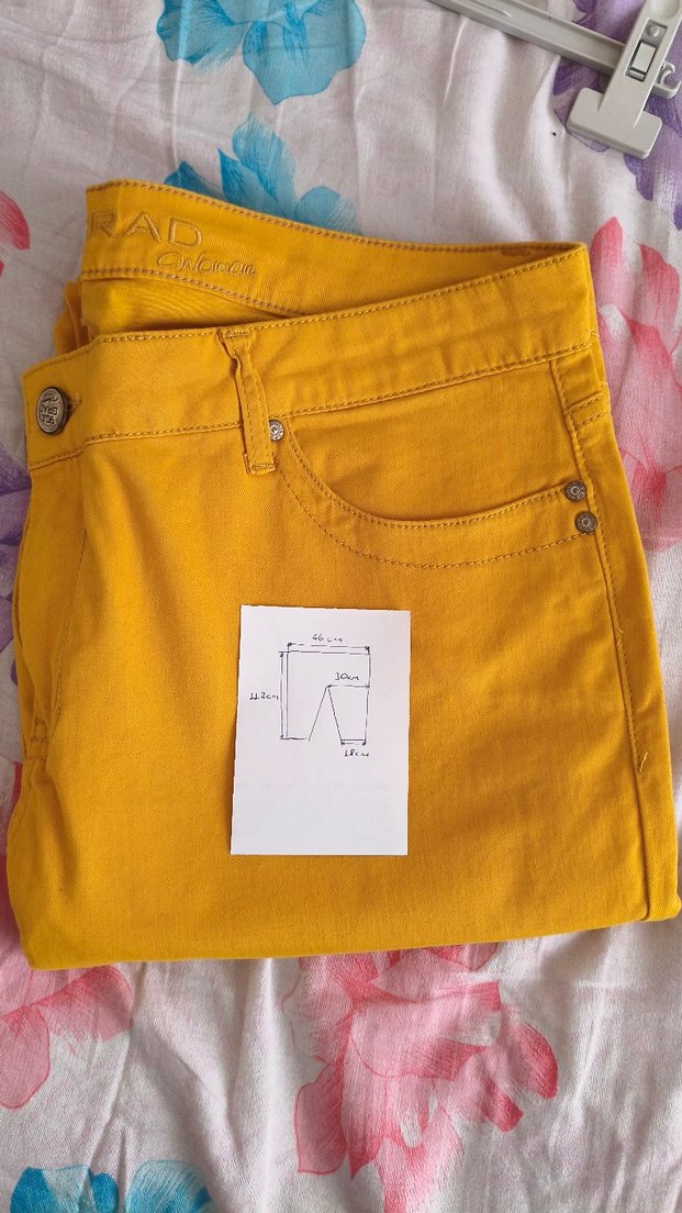 Sarı keten Kadın Midi Kumaş Pantolon - Görsel 4