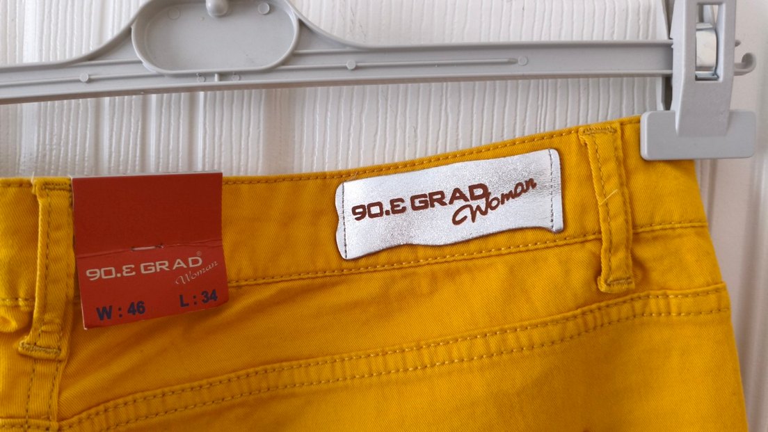 Sarı keten Kadın Midi Kumaş Pantolon - Görsel 3