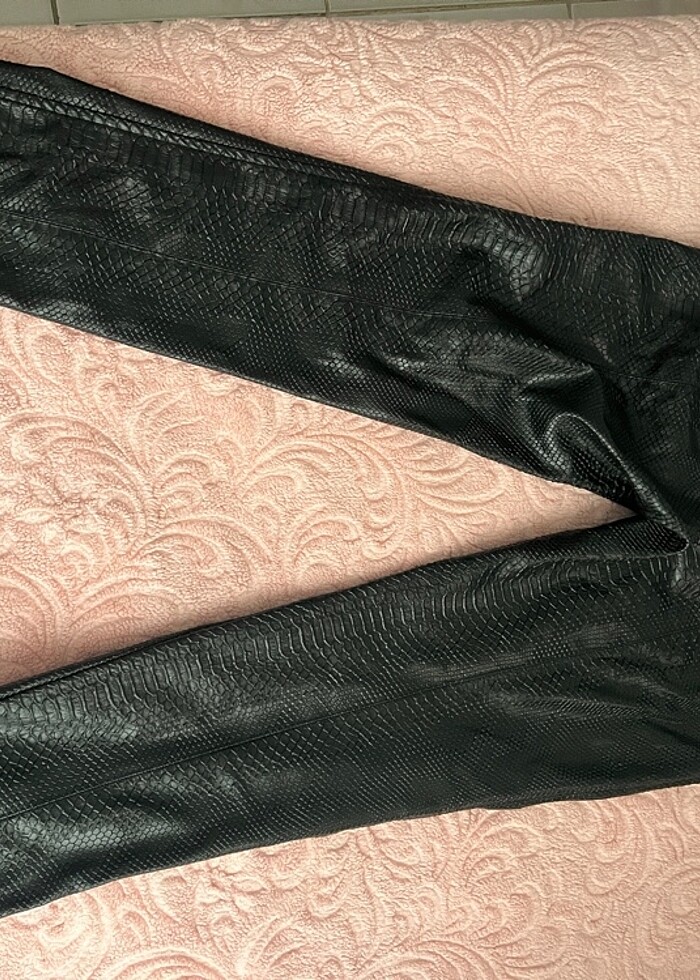 Eyyo içi pamuklu deri pantolon - Görsel 4