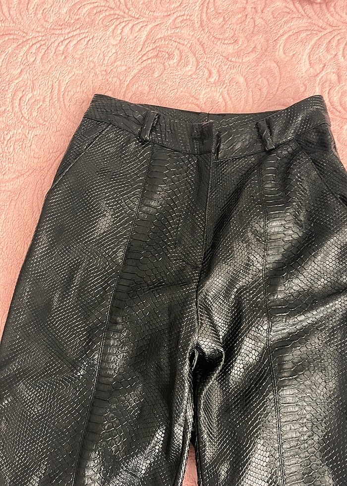 Eyyo içi pamuklu deri pantolon - Görsel 3