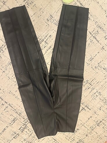 Siyah deri yüksek bel pantolon - Görsel 3