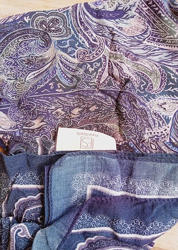 Diğer freshscarf Kadın Lacivert İpeksi Bohem Drapeli Başörtüsü