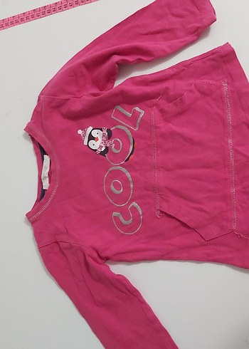 Kız Çocuk Pembe Uzun Kollu Baskılı Sweatshirt