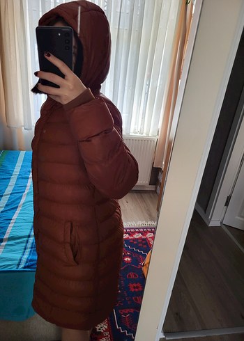 38 Beden Mudo Düğmeli Kahverengi Midi Kadın Kışlık Mont