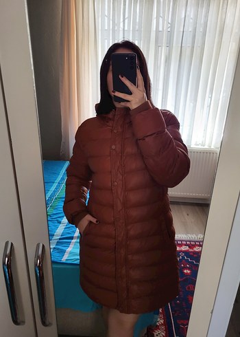 Mudo Düğmeli Kahverengi Midi Kadın Kışlık Mont