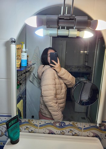 Pull and Bear Pull And Bear Toz Pembe Şişme Kadın Mont