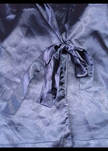 Lacivert Midi Kadın Uzun Kollu Sabahlık - Görsel 4