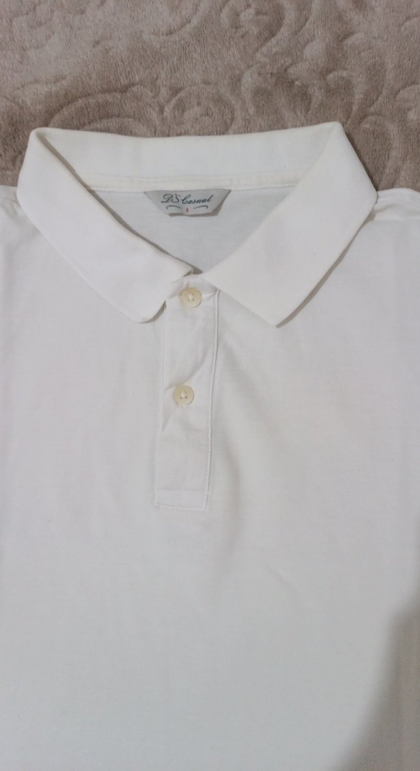 Erkek Beyaz Pamuklu Polo yaka Tişört - Görsel 2