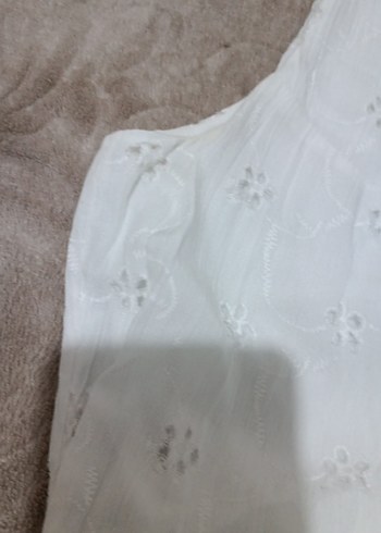 Nakışlı Beyaz Uzun Pamuklu Elbise - Görsel 7