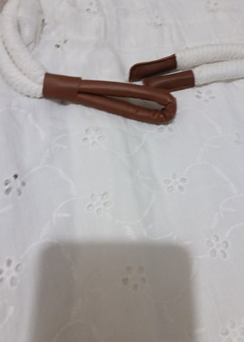 Nakışlı Beyaz Uzun Pamuklu Elbise - Görsel 3