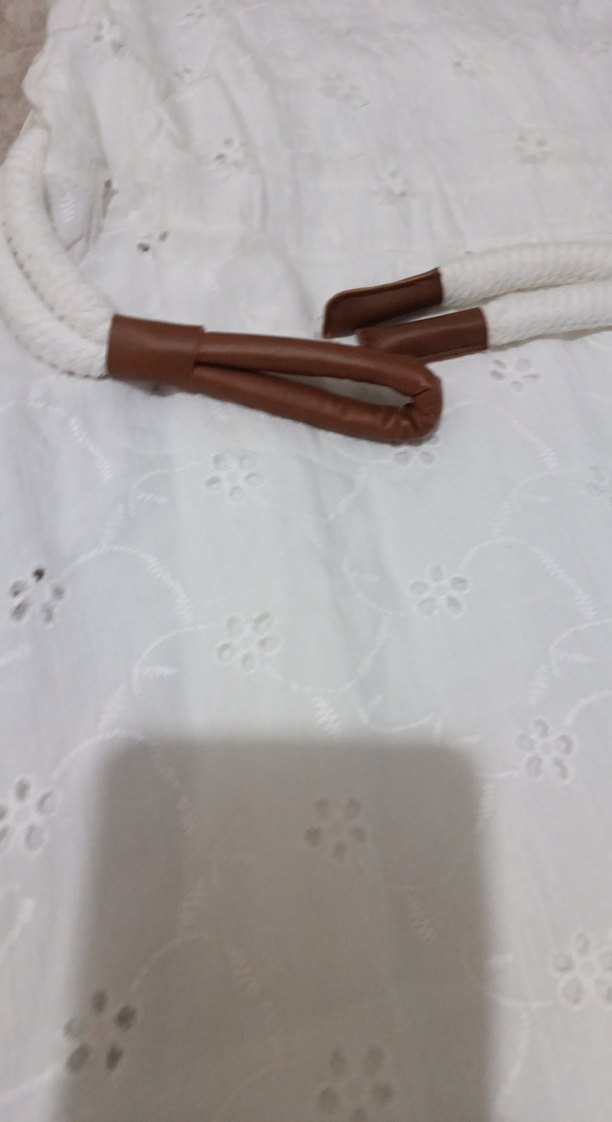 Nakışlı Beyaz Uzun Pamuklu Elbise - Görsel 3