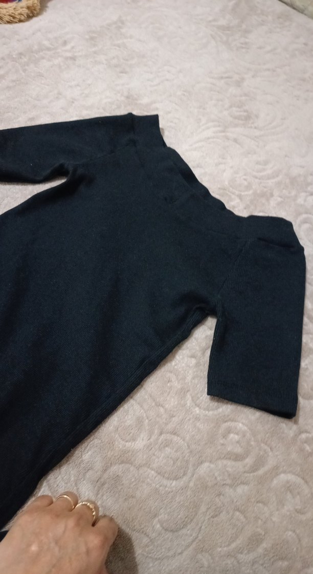 Siyah Kadın mini Elbise Kısa Kollu - Görsel 3