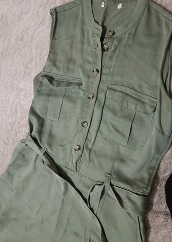 Kadın Yeşil Kemerli Uzun Tulum - Görsel 2