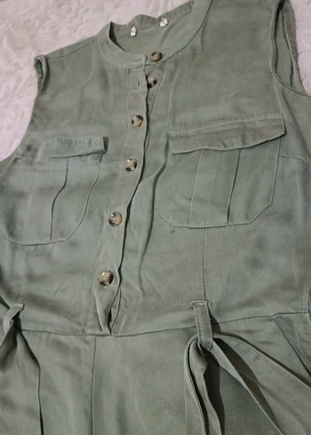 Kadın Yeşil Kemerli Uzun Tulum - Görsel 5