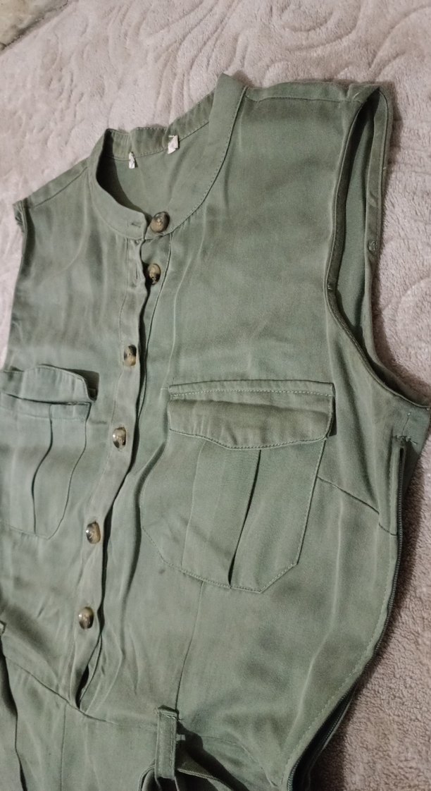 Kadın Yeşil Kemerli Uzun Tulum - Görsel 4