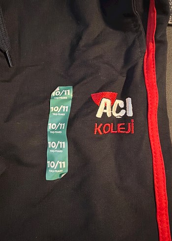 Açı koleji Siyah Fermuarlı Dar Kesim Eşofman Altı - Görsel 2