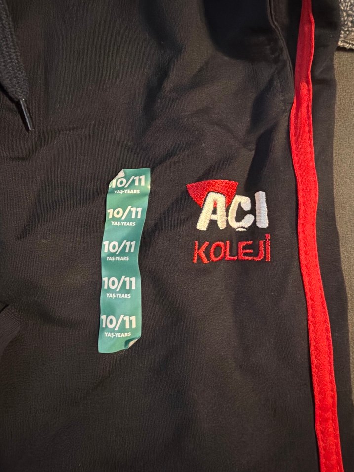 Açı koleji Siyah Fermuarlı Dar Kesim Eşofman Altı - Görsel 2