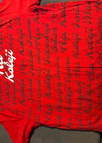 Açı koleji Kırmızı Baskılı Erkek Tişörtü, Kısa Kollu - Görsel 3