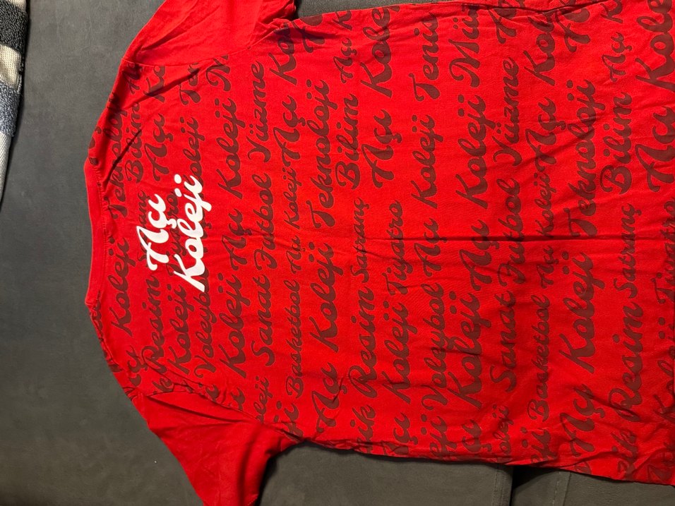 Açı koleji Kırmızı Baskılı Erkek Tişörtü, Kısa Kollu - Görsel 3