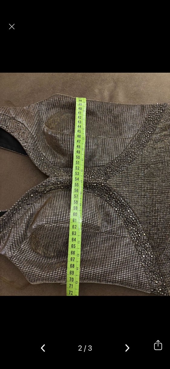 Uzun V Yakalı Parlak Abiye Elbise - Görsel 2