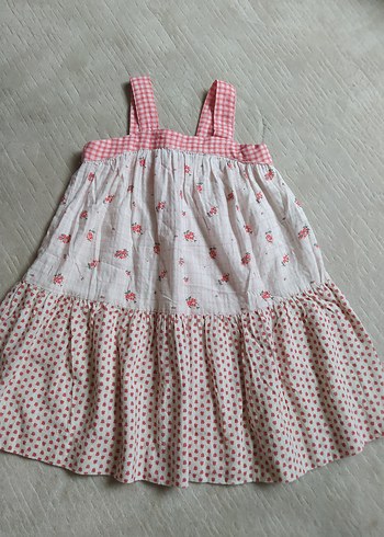 Kız Çocuk Pembe Pamuklu Askılı Elbise