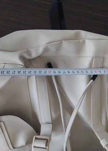 erkek Beyaz suni Deri Sırt Çantası - Görsel 3