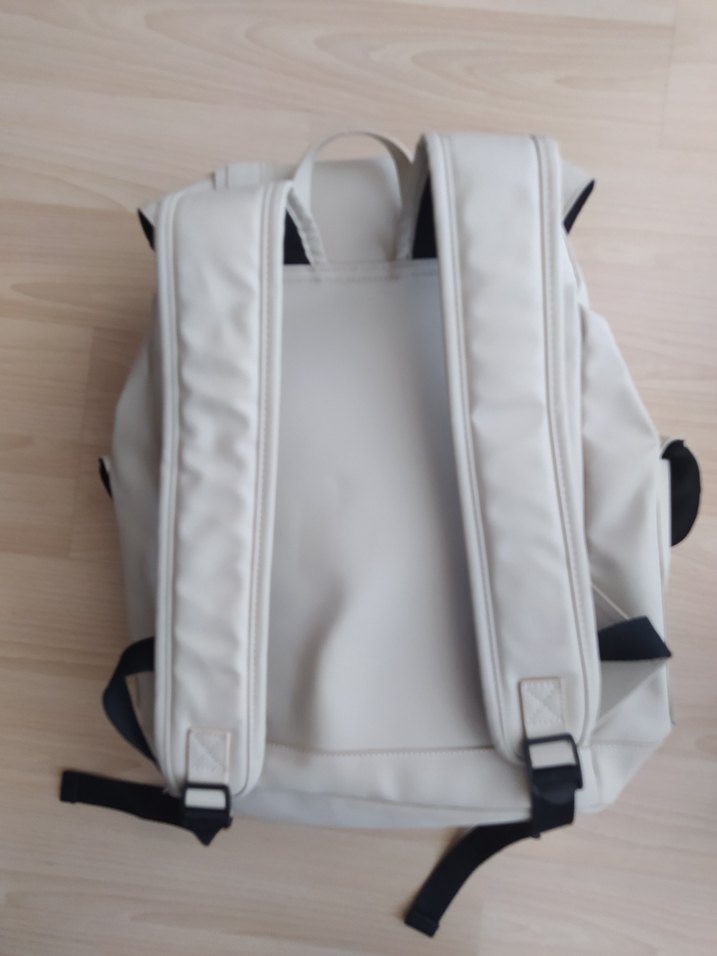 erkek Beyaz suni Deri Sırt Çantası - Görsel 5