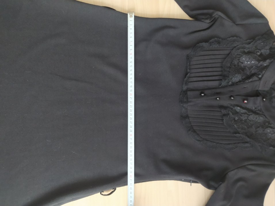 Düğmeli Siyah Midi Gotik Ofis Elbisesi - Görsel 2