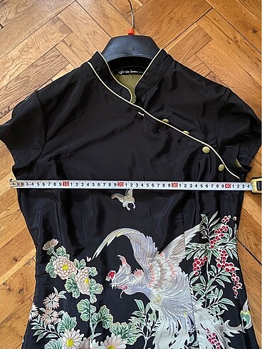 m Beden siyah Renk Klasik cheongsam Çin elbise kuş desenli kimona