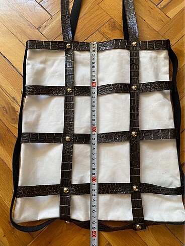 El yapımı suni deri keten bez çanta - Görsel 2