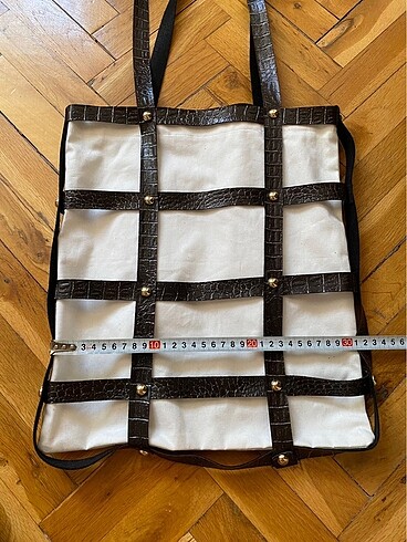 El yapımı suni deri keten bez çanta - Görsel 3