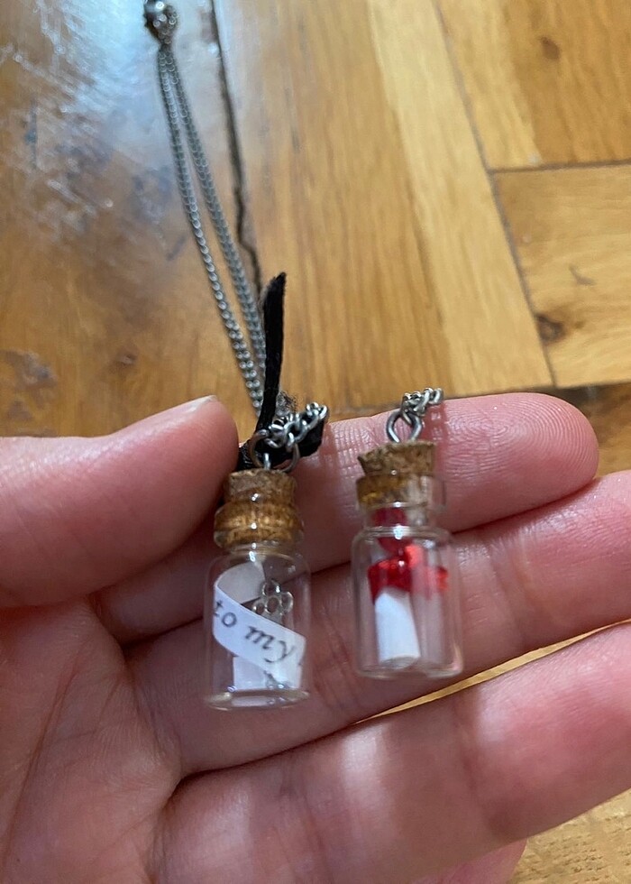 İkili şişede mektup kolye seti - Görsel 2