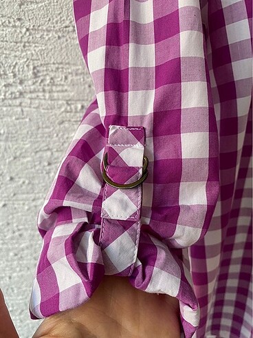 Massimo dutti mor kareli bluz gömlek - Görsel 4