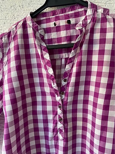 Massimo dutti mor kareli bluz gömlek - Görsel 3