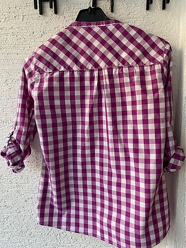 Massimo dutti mor kareli bluz gömlek - Görsel 5