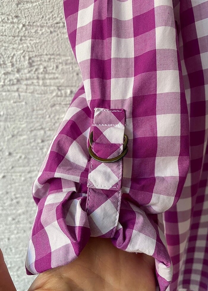 Massimo dutti mor kareli bluz gömlek - Görsel 4