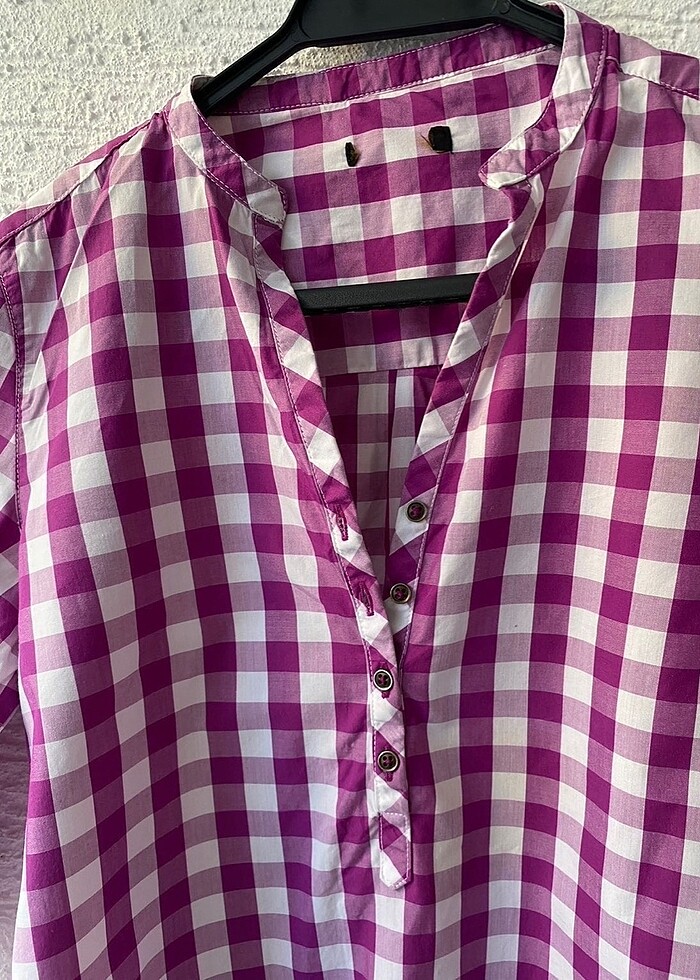 Massimo dutti mor kareli bluz gömlek - Görsel 3