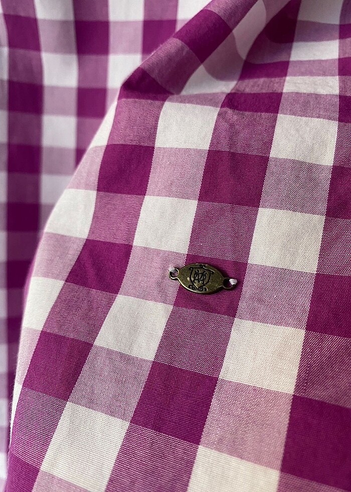 Massimo dutti mor kareli bluz gömlek - Görsel 2