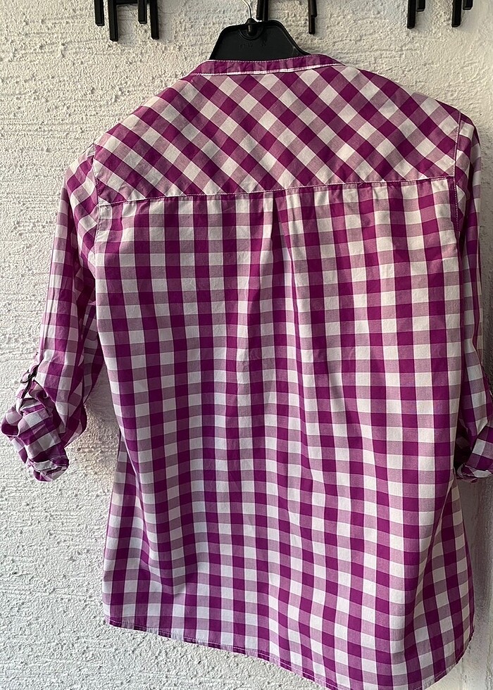 Massimo dutti mor kareli bluz gömlek - Görsel 5