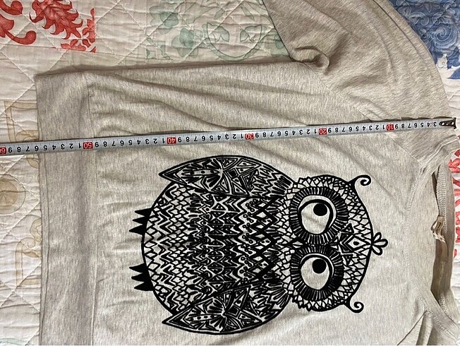 Kadife baykuş baskılı salaş sweatshirt - Görsel 5