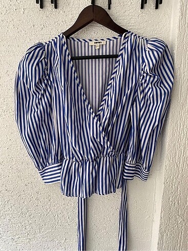 Balon kol bel detaylı üst bluz gömlek - Görsel 4