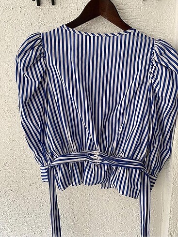 Balon kol bel detaylı üst bluz gömlek - Görsel 5