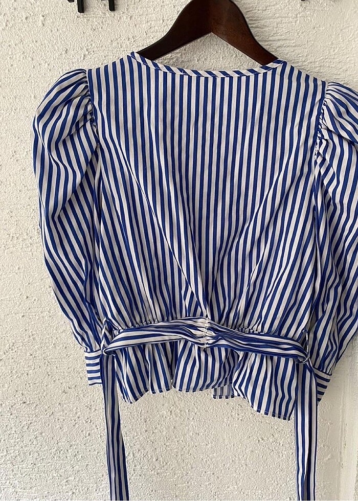 Balon kol bel detaylı üst bluz gömlek - Görsel 5