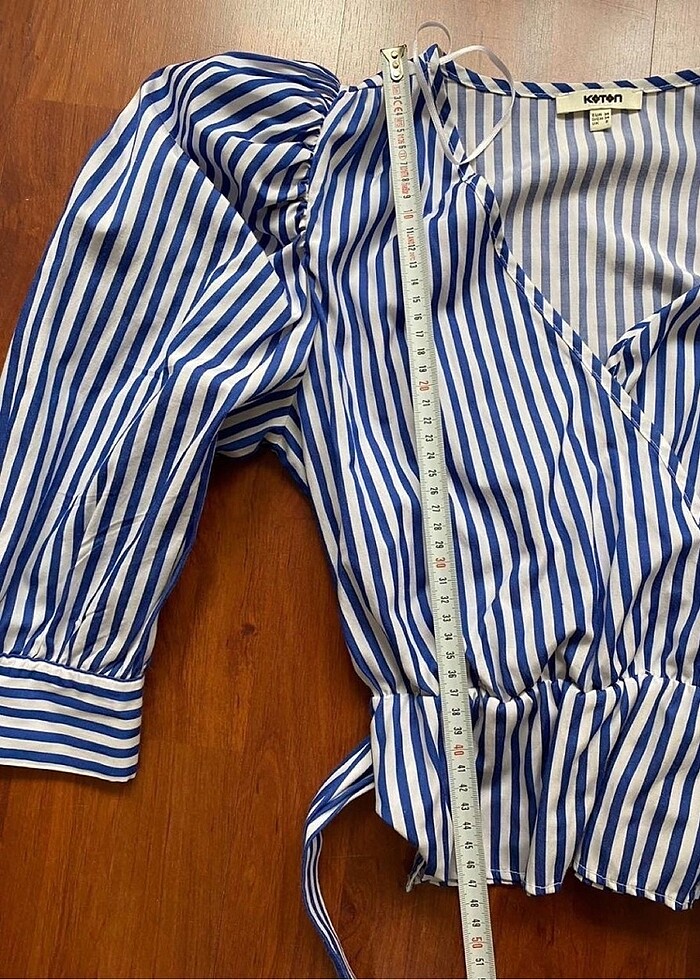 Balon kol bel detaylı üst bluz gömlek - Görsel 3