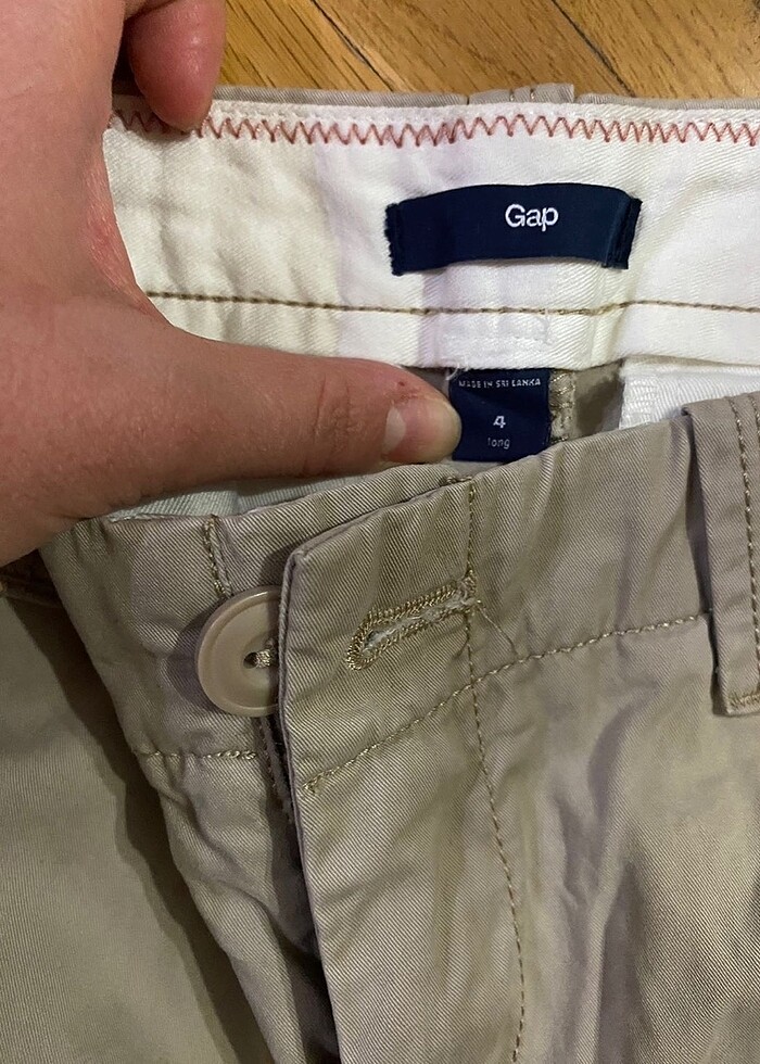 GAP bej lacivert şerit detaylı pantolon - Görsel 2