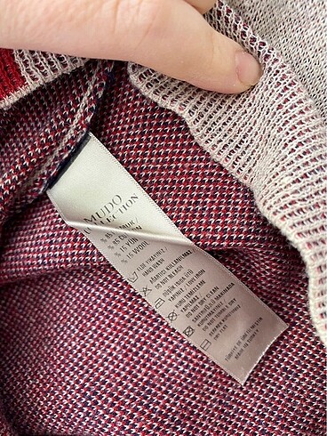 Kırmızı lacivert Çizgili yün içerikli kazak - Görsel 4