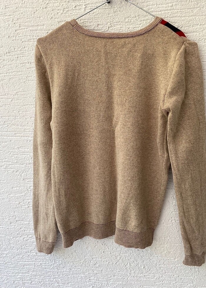 Kırmızı lacivert Çizgili yün içerikli kazak - Görsel 3