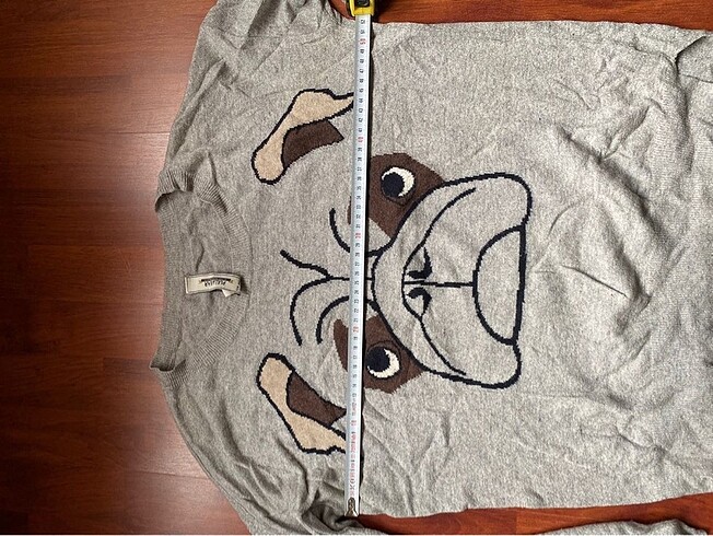 Buldog desenli pull and bear gri kazak - Görsel 5