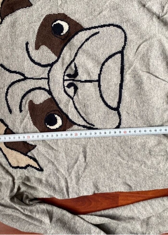 Buldog desenli pull and bear gri kazak - Görsel 4