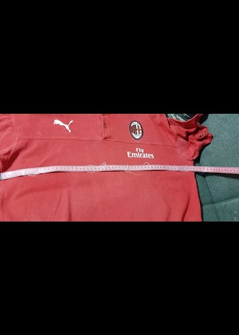 Kırmızı Puma AC Milan Düğmeli Spor Tişört - Görsel 4